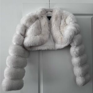 Adrienne Landau Snow White Faux Fox Fur Teddy Jacket